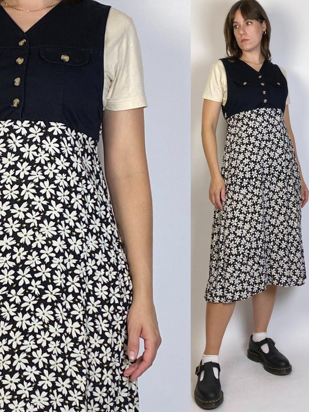 Vintage 1990s Mixed FLORAL Vest Dress! Medium